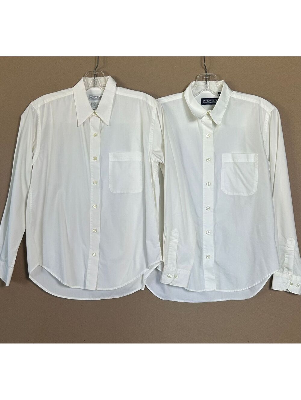 Lands' End Womens White Button-Down Shirts Lot of 2 Size Petite 4 Minimalist